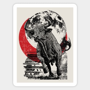 Bull and Blood Moon - Japanese Power Design Magnet